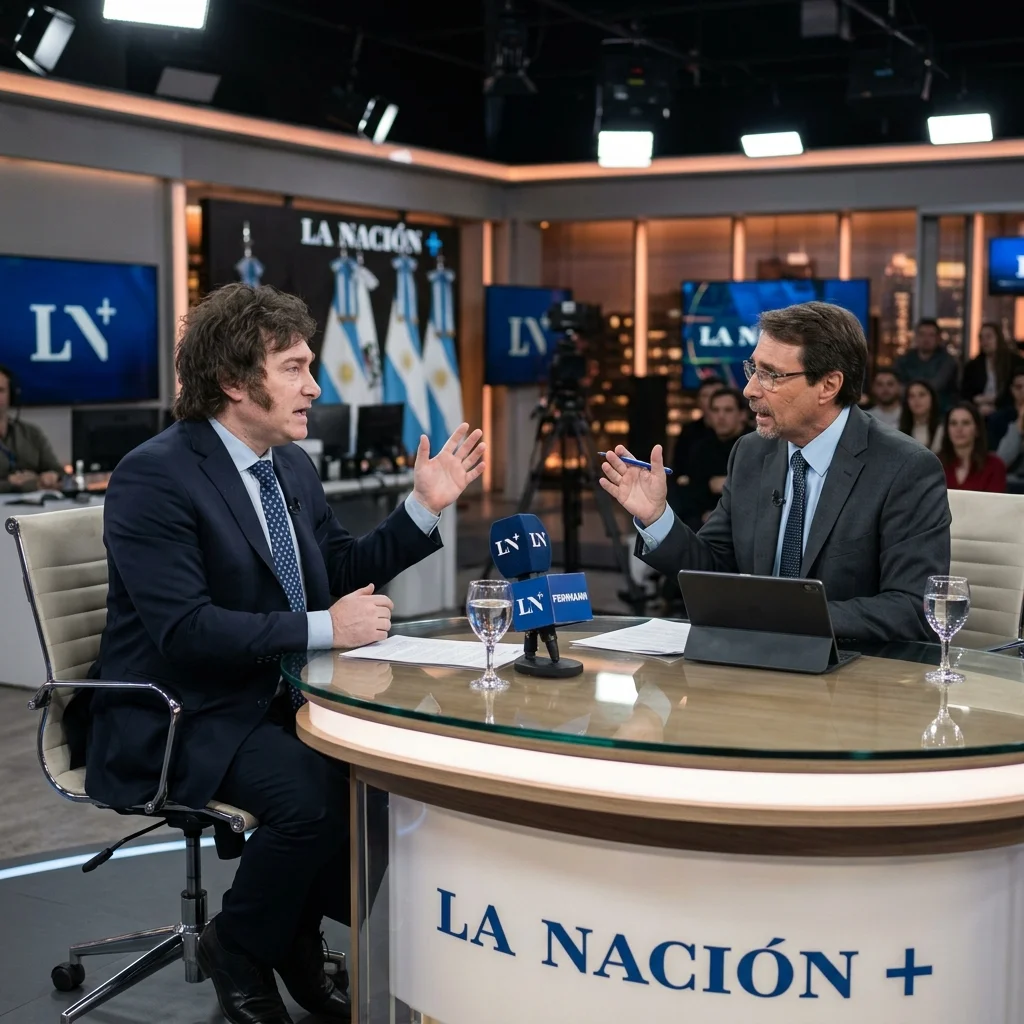 Javier Milei y Eduardo Feinmann en el estudio de LN+